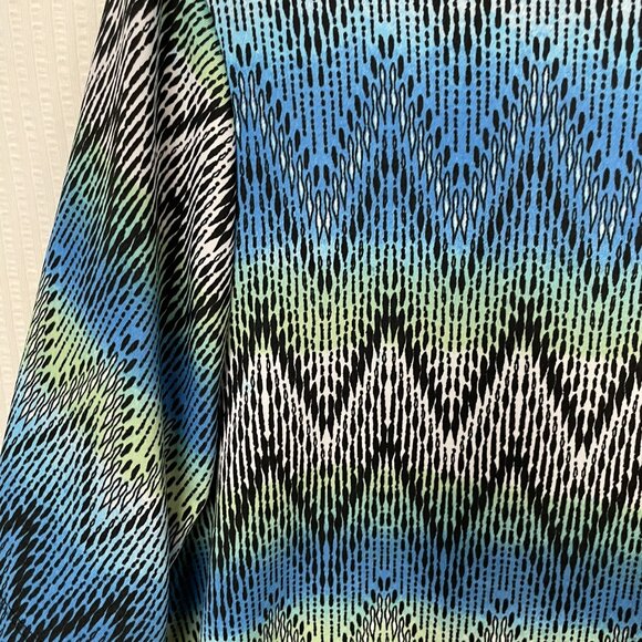 Per Seption Concept Tunic Top Women 1X Black White Red Chevron 3/4 Sleeve Blouse - Picture 12 of 16